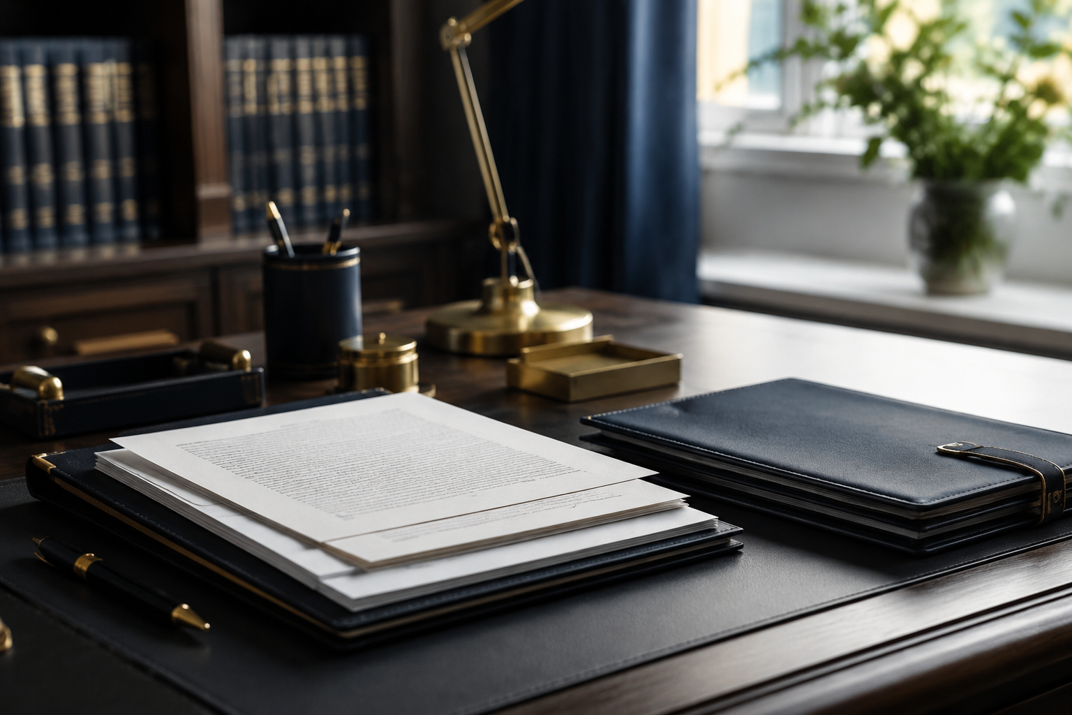 Law office prepared for a confidential document appointment