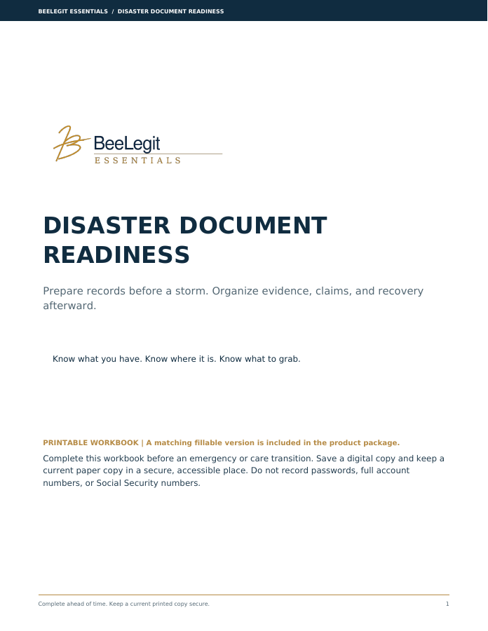 Disaster Document Readiness workbook cover